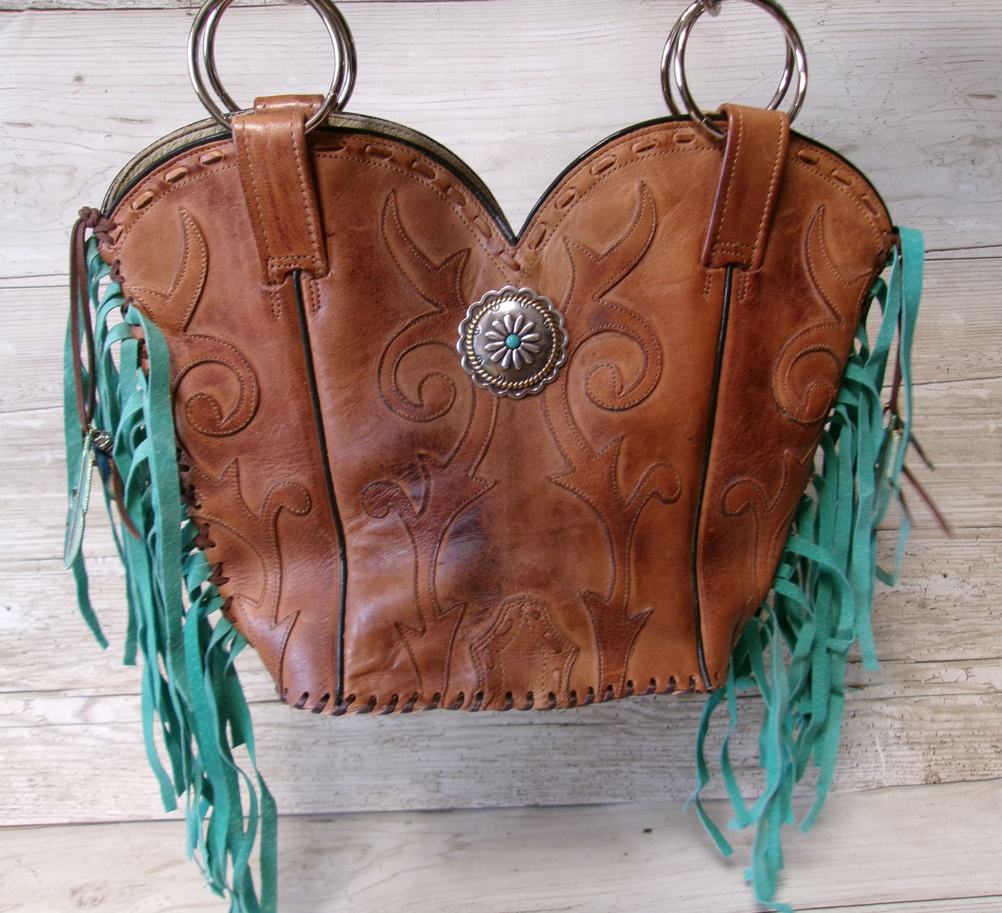 Double Cowboy Boot Purse with Fringe DB359